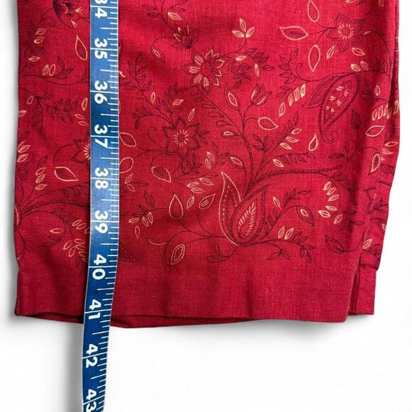 Coldwater Creek Red Linen Wide Leg Pants - Women's XL - Floral Cottagecore Boho - Picture 7 of 8